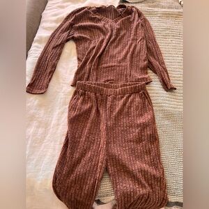 Cozy Ribbed Knit Set in Rust